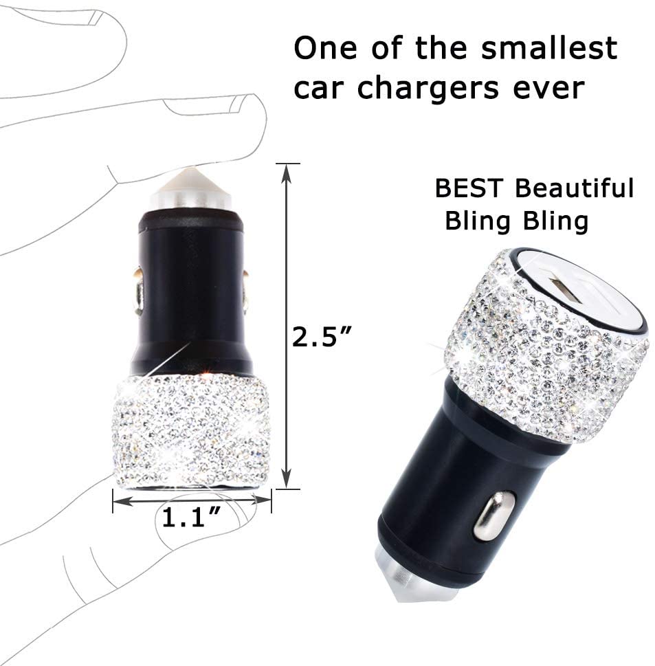 Dubbele USB-autolader Bling Bling handgemaakte strass kristallen autodecoraties voor snel opladen autodecors voor iPhone/Samsung