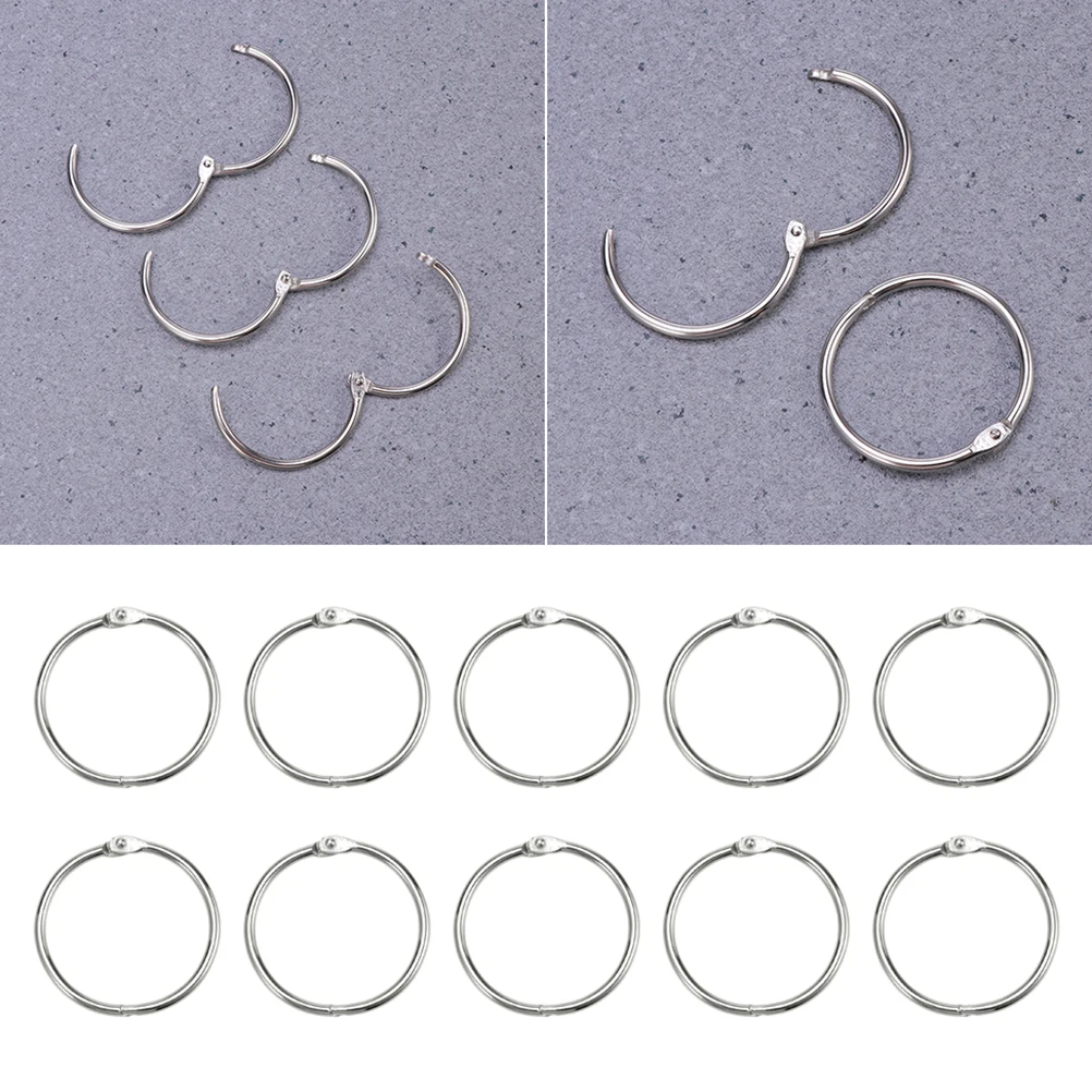 100Pcs Lose-Blatt Binde Ringe DIY Öffnen Binde Hoops Bindung Ringe (Innen Durchmesser 25mm Außen Durchmesser 30mm)