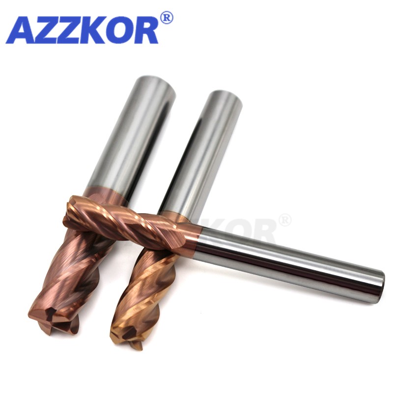 Dao Phay Hợp Kim Phủ Thép Vonfram Dụng Cụ Cnc Maching Hrc55 Endmill Azzkor Đầu Xay Bộ Máy Công Cụ