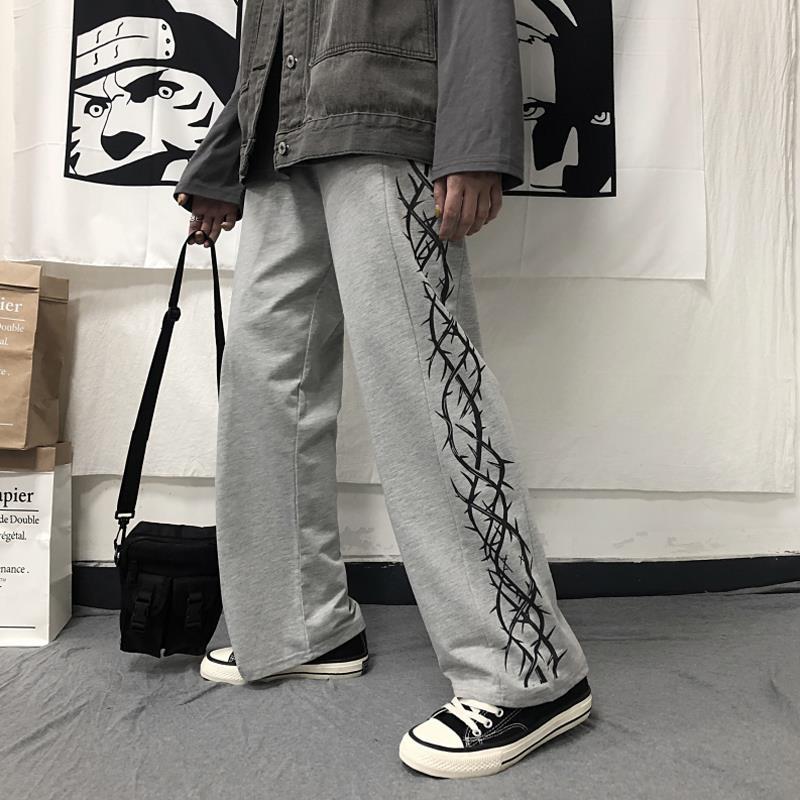 Pantalones Harajuku Y2k de gran tamaño para hombre, ropa de calle japonesa, pantalones de chándal coreanos, Pantalones rectos deportivos casuales estampados