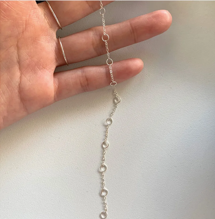 Gelang Rantai Lingkar Perak Murni 925 Asli Emas 18K C-A304