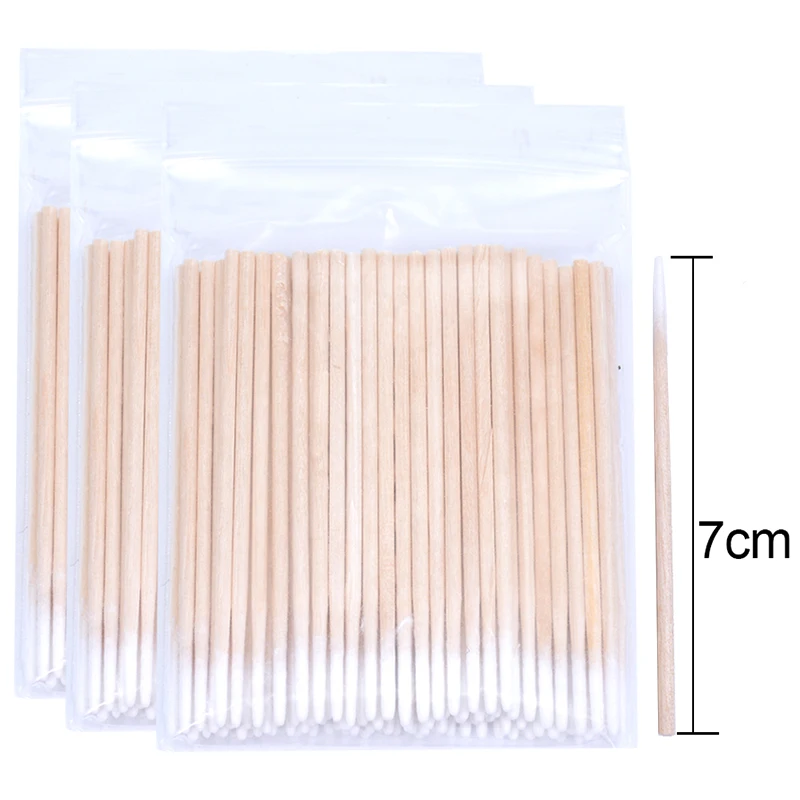 ขายส่ง 100/ 300 PCS ไม้ Eyebrow Eyeline Cotton Swab Lip GLOSS Swabs ทําความสะอาด Banboo Sticks Eyelash EXTENSION Applicators