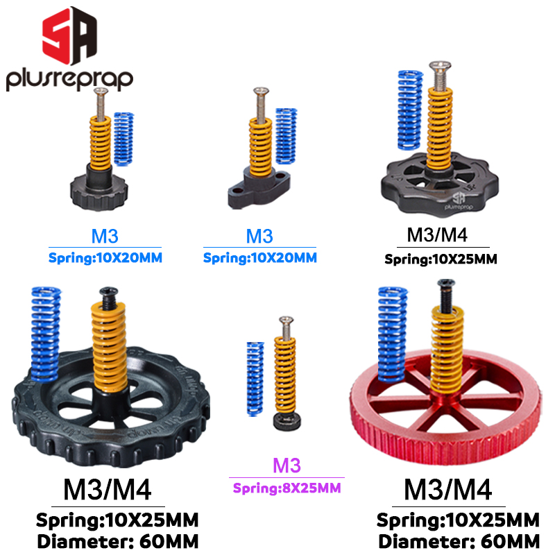 4PCS M3/M4สกรูฐานวางชิ้นงานแบบร้อน Leveling ฤดูใบไม้ผลิลูกบิดชิ้นส่วน3D เครื่องพิมพ์พิมพ์แพลตฟอร์มสอบเทียบอุปกรณ์เสริม