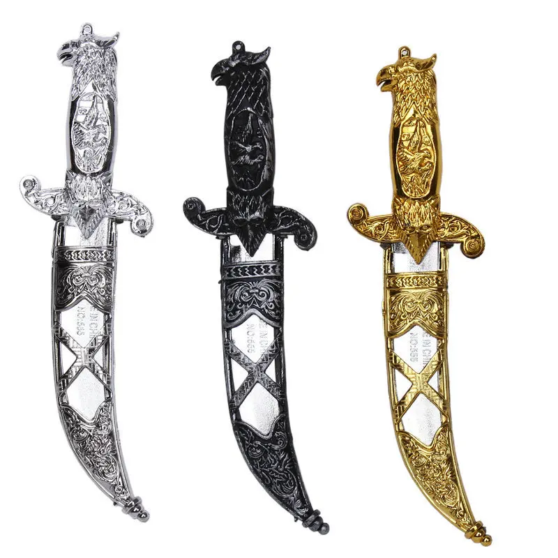 Cuchillo de daga para Cosplay, cuchillos y espadas de Anime, 22cm, fiesta de disfraces, armas de pirata, vestido, espectáculo de películas, trucos, accesorios de plástico