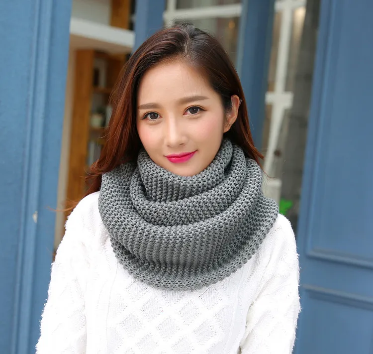 Lenço de inverno feminino infinito cachecol de malha círculo pescoço cachecol feminino super chunky loop snood unsex sólido crochê