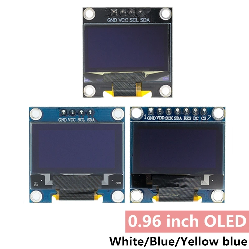 Original 0.96 "oled spi/iic i2c branco/azul/amarelo azul 0.96 polegada módulo oled 128x64 oled lcd módulo de exibição led para arduino