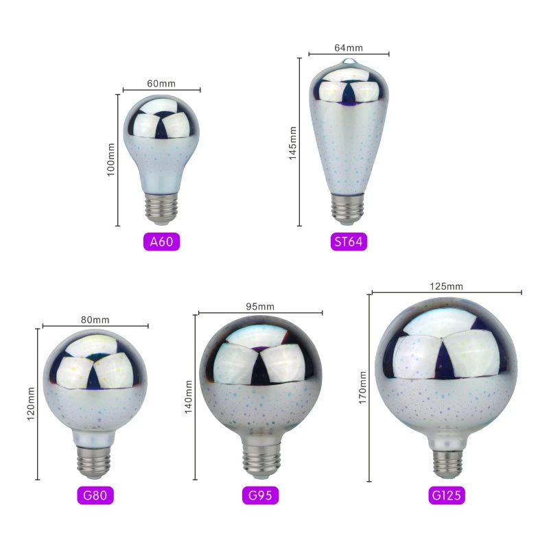 3D 장식 LED 전구 E27 6W 110V 220V 빈티지 에디슨 전구 스타 불꽃 놀이 램프 휴일 밤 빛 참신 크리스마스 트리