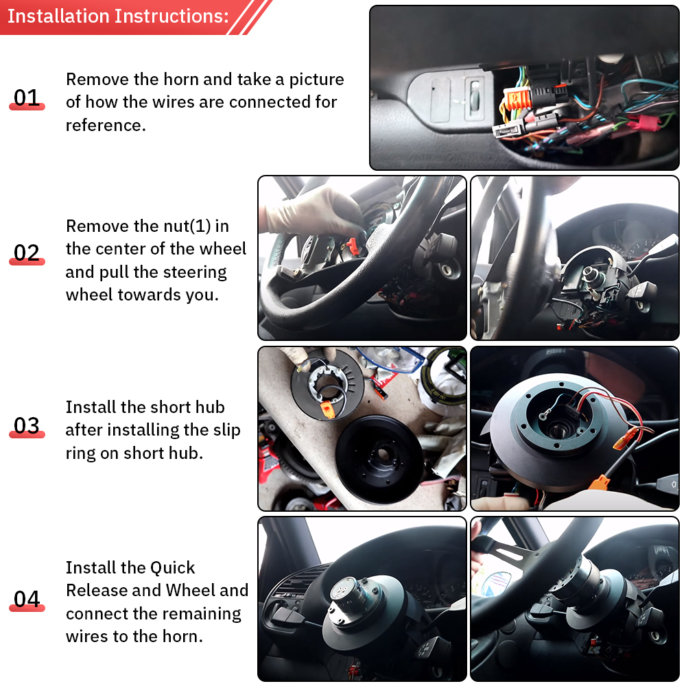 Short Boss Hub Adapter Kit Black Aluminum Quick Release Hub Adaptor Kit for BMW E36 318 325 328 840 850 E39 M3 Z3 Steering Wheel