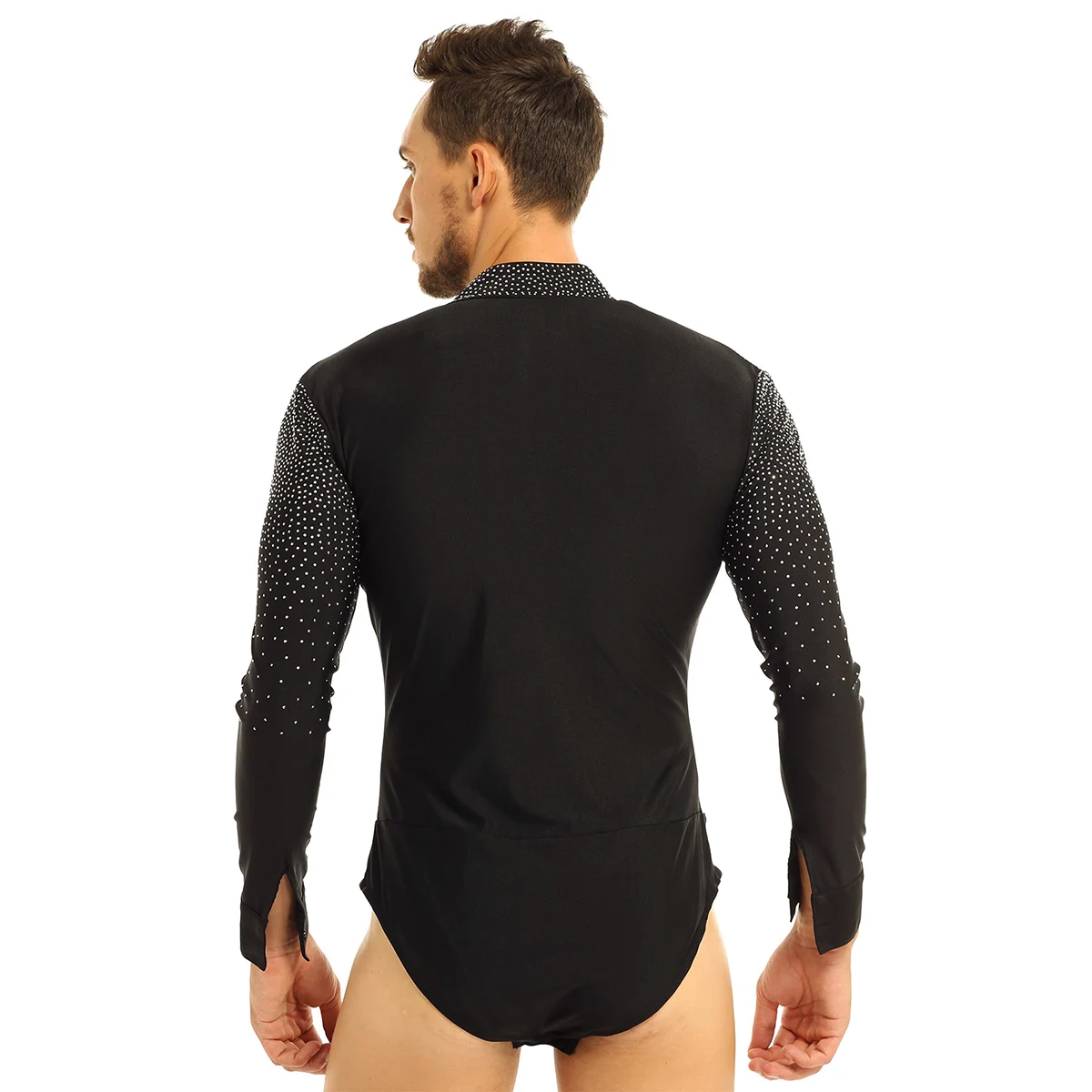 男性用ストラップレスダンスTシャツ,ラインストーン付き体操服,ハロウィーンの衣装
