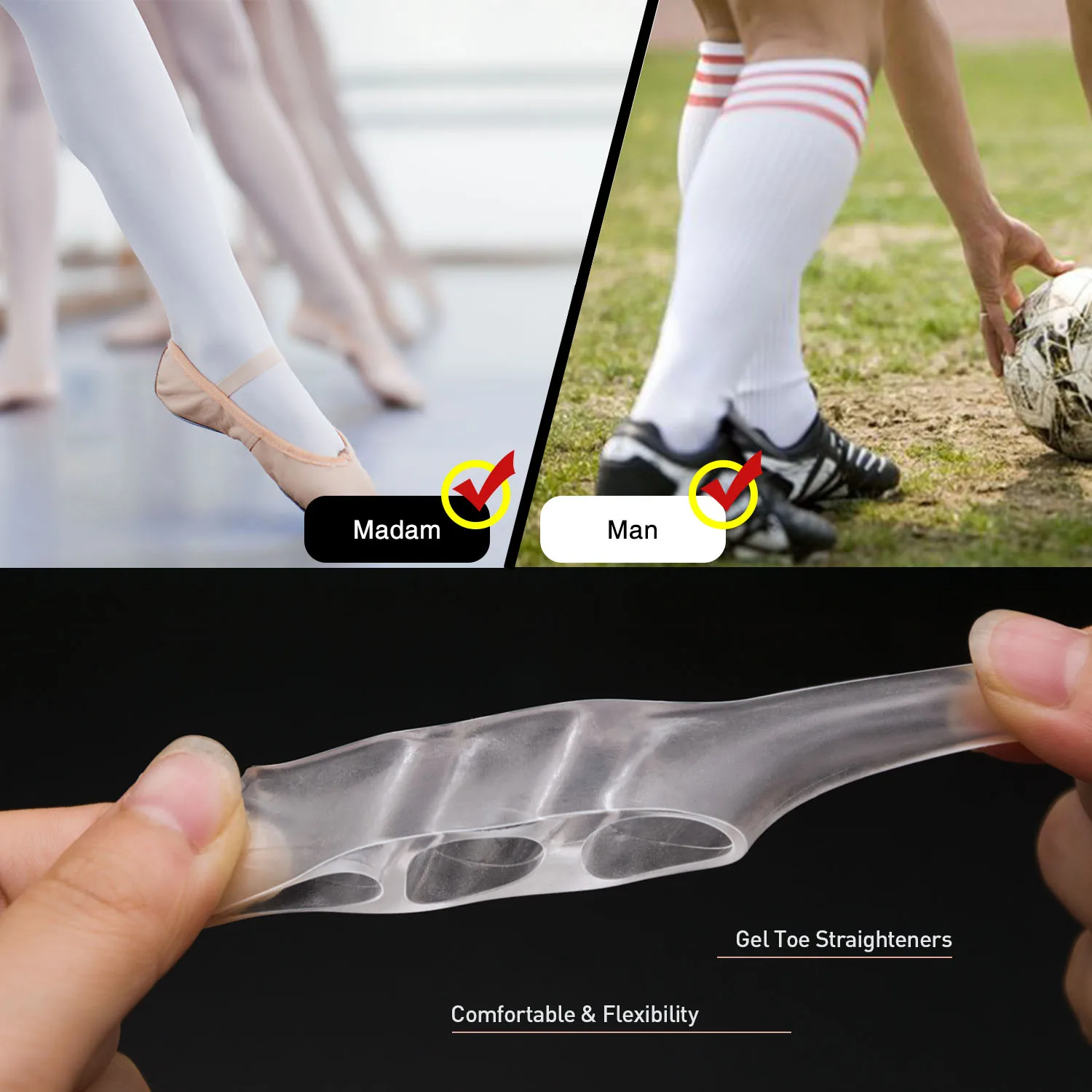 2 Chiếc Trong Suốt Silicone Gel Cực Giảm Đau Ngón Chân Bảo Vệ Ba Lỗ Nhỏ Mũi Bunion Chân Dụng Cụ Chăm Sóc