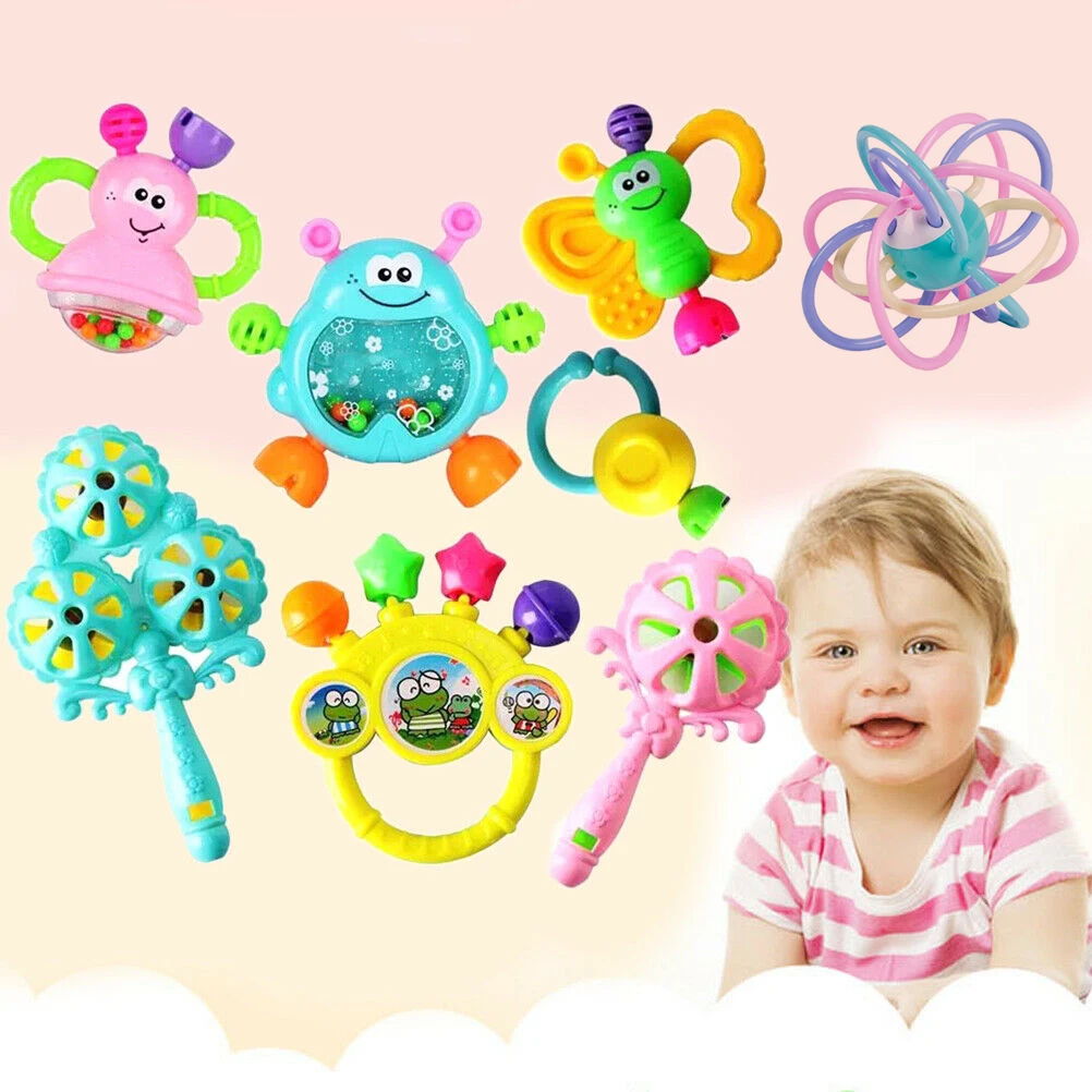 7/8pcs Baby Rattles Teethers สําหรับทารกแรกเกิดของเล่นคว้า Shaker Hand Development Rattle ของเล่นการศึกษาเด็ก Chew ของเล่น 0-12 เดือน