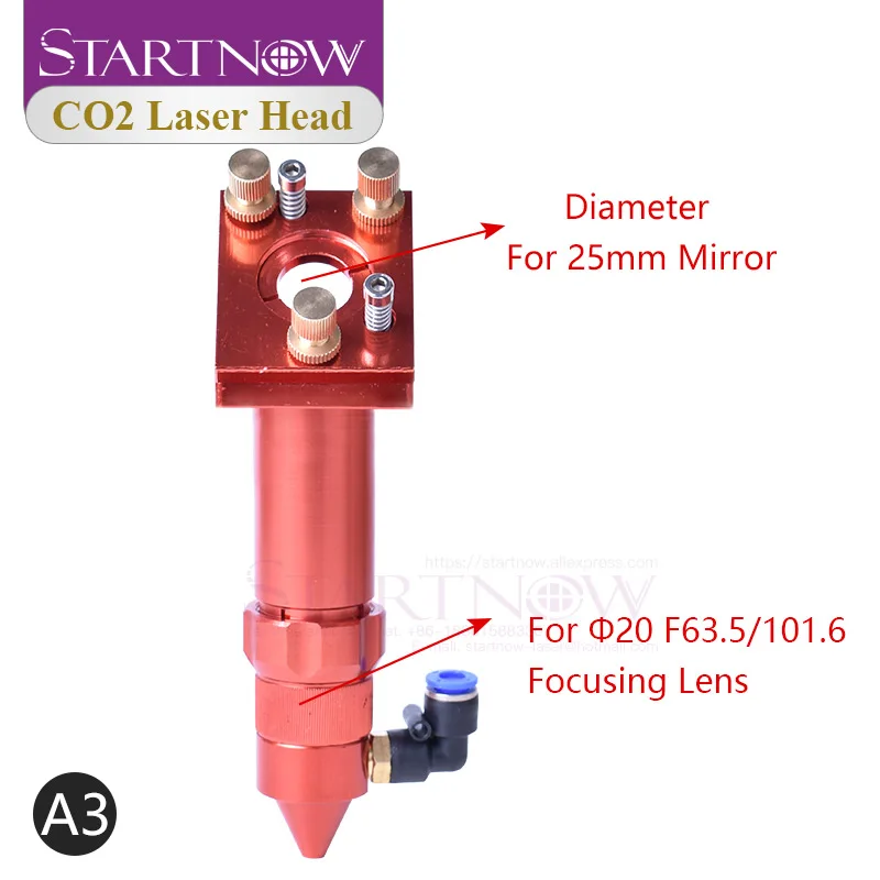 Startnow CO2 Đầu Laser Bộ Gương Ống Kính Lấy Nét Integrative Đèn Gắn Giá Đỡ Cho Cắt Laser Cơ Chế Thiết Bị Phần