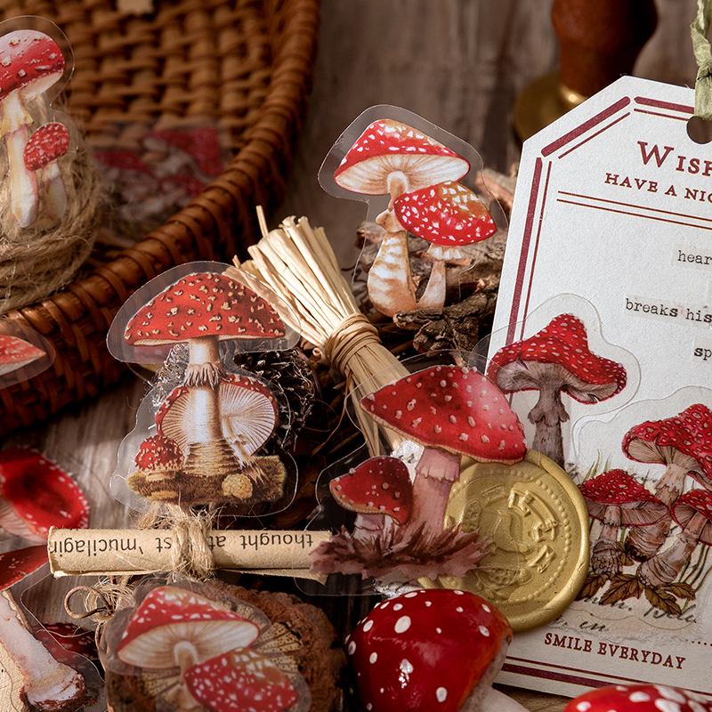 ステッカー天然花植物,40ピース/バッグ枚,装飾ステッカー,PVC,スクラップブッキング,日記,文房具,アルバム,デイジー,キノコ