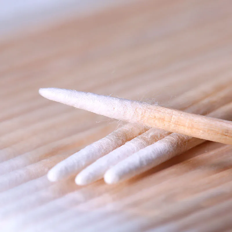 ผ้าฝ้าย Swab Lint ฟรี Micro แปรงไม้ Cotton Buds Swabs ทําความสะอาดหู Stick Eyelash Extension กาวถอดเครื่องมือ
