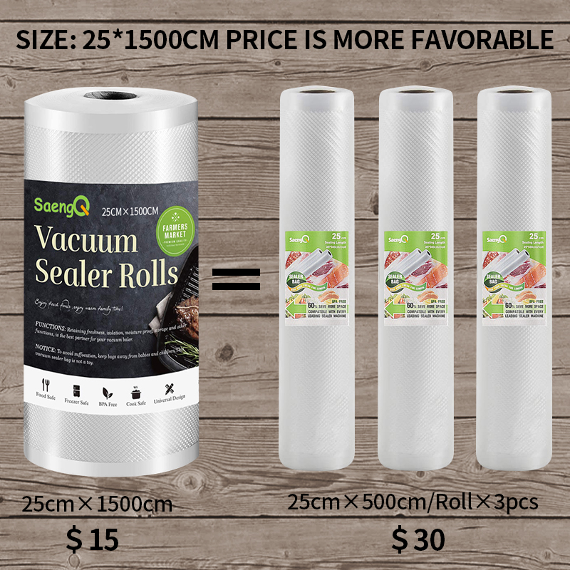 saengQ Sacchetti sottovuoto Sacchetti sottovuoto per alimenti Sacchetti sottovuoto Sous Vide Sacchetti portaoggetti per imballaggio sottovuoto da cucina 1500 cm/rotoli