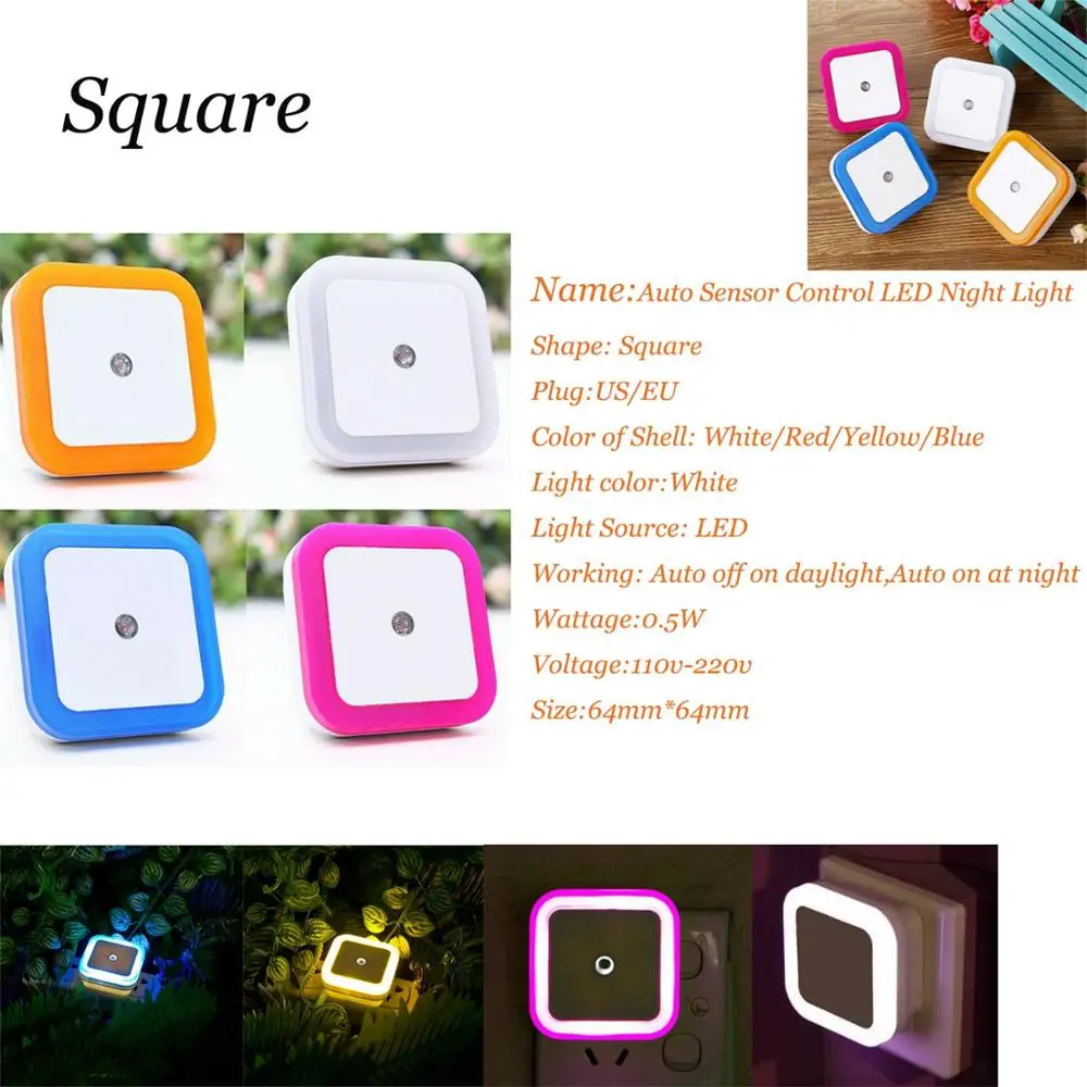 Mini luz LED nocturna enchufable de pared, lámpara de noche con Sensor automático para dormitorio, habitación de niños, pasillo, escaleras, UE/EE. UU., 110V, 220V