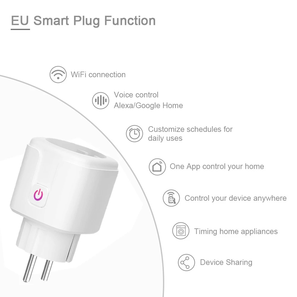 16A Tuya WIFI Stecker Smart leben Steckdose UK EU AU Brasilien FR Israel IT Stecker APP Fernbedienung Arbeit Für Alexa google Assistent