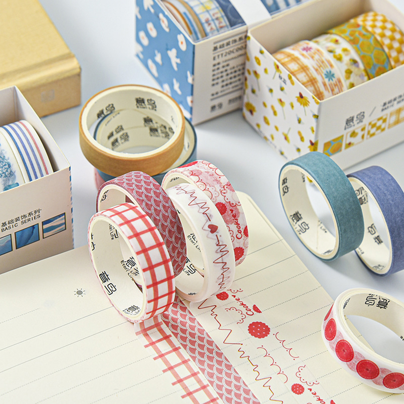 5Pcs Basic Washi Tapes Scrapbooking Supplies Decorative Adhesive Tape Journaling Materials Japanese Stationery Washi Tape