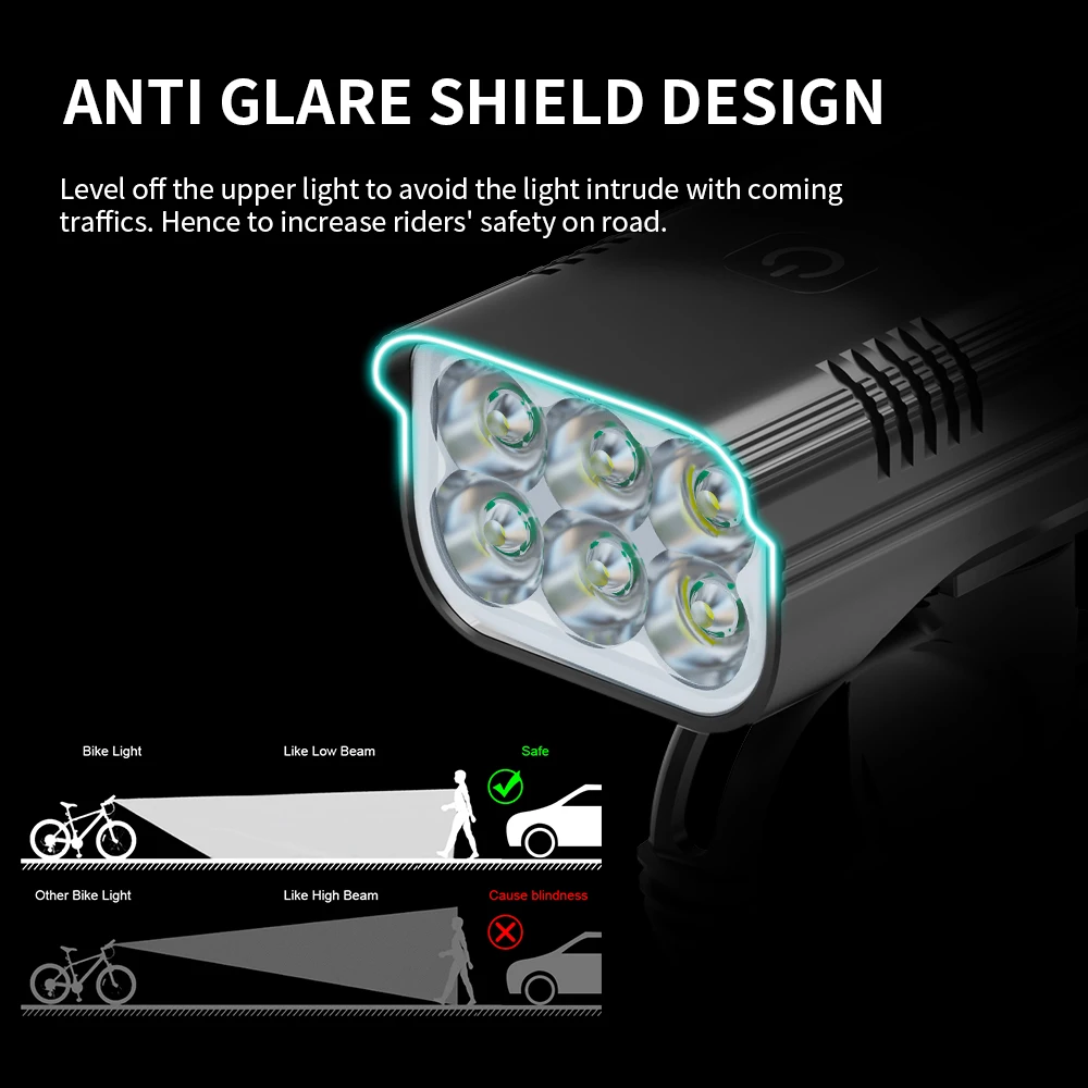 10000MAh 6-8 Đèn LED Xe Đạp USB Sạc 3600 Lumens Xe Đạp Đèn Pha Đèn Pin Siêu Sáng Đèn Trước Và lưng Phía Sau Đèn