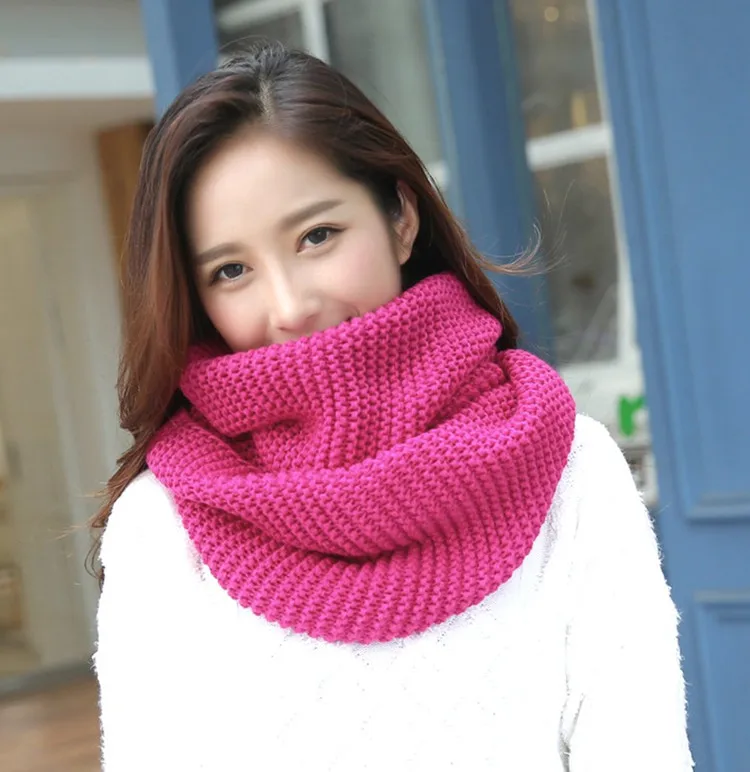 Lenço de inverno feminino infinito cachecol de malha círculo pescoço cachecol feminino super chunky loop snood unsex sólido crochê