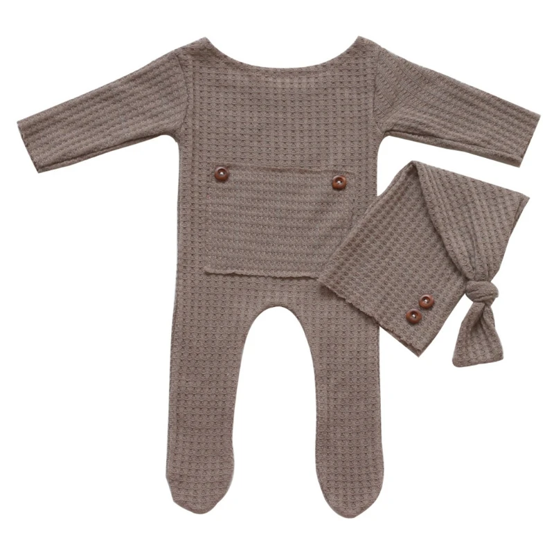 2 Chiếc Nón Cho Bé Bộ Bodysuit Sơ Sinh Đạo Cụ Chụp Ảnh Dệt Kim Đuôi Dài Nắp Liền Quần Bộ Trẻ Sơ Sinh Hình Ảnh Chụp