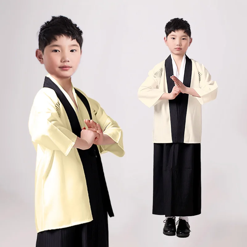Latensc 새로운 스타일의 레트로 코스튬, 일본 사무라이 어린이 기모노 소년, 외부 커버, 카니발 파티 무대 쇼