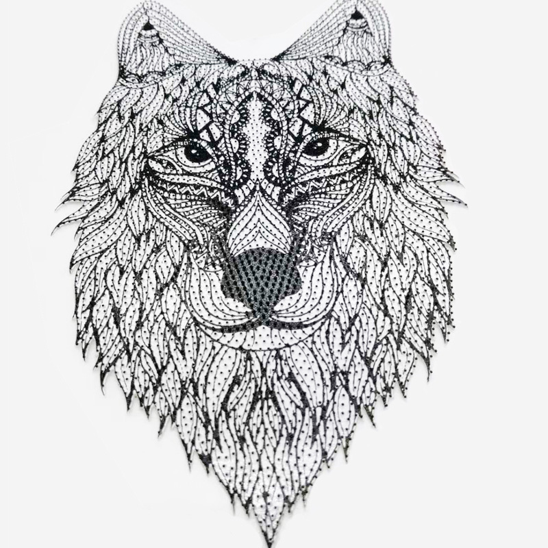 [Grande] atacado/varejo 3d wolf head 3.46 "* 5.31" remendo roupas de engomar adesivos roupas mochila bordado