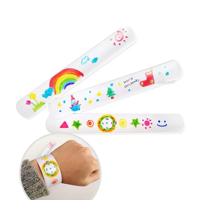 12 ชิ้น DIY กําไลข้อมือตบเปล่าพรรคโปรดปรานของขวัญอีสเตอร์สําหรับเด็กศิลปะหัตถกรรมอนุบาล