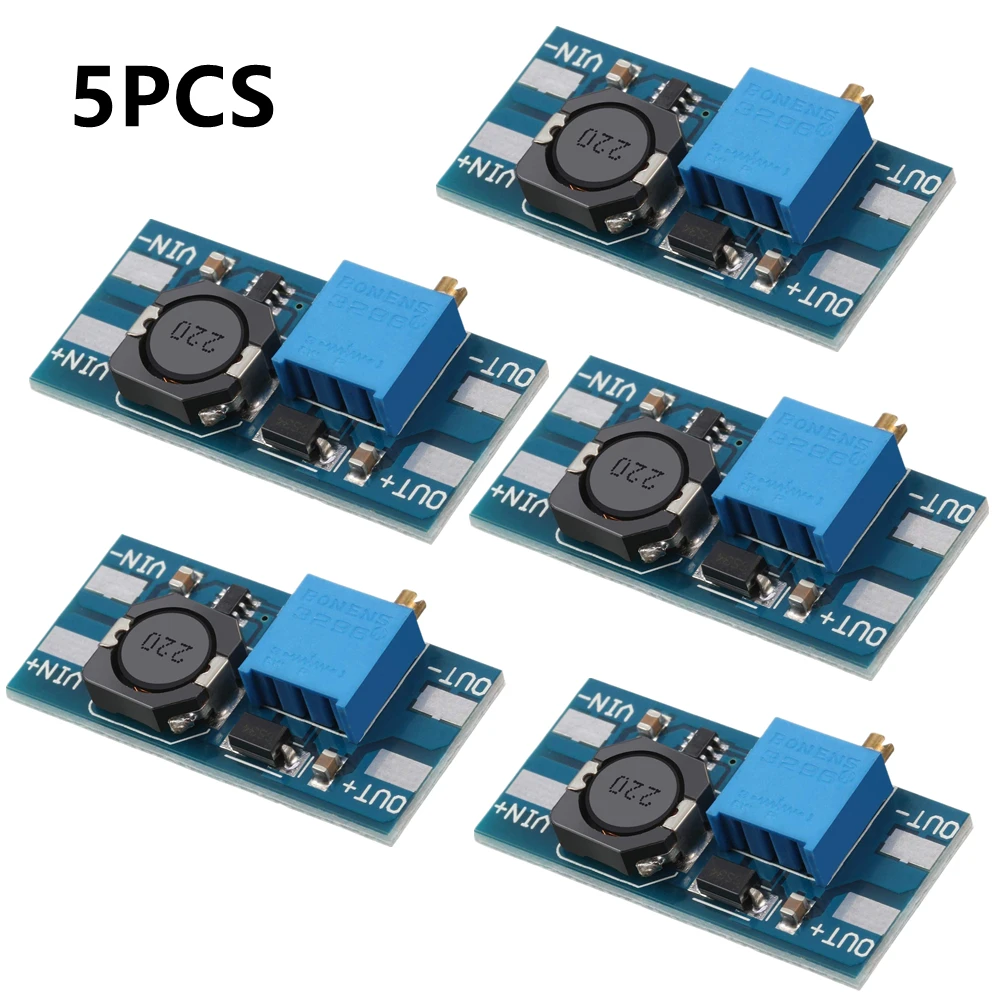 5 Chiếc MT3608 DC-DC Bước Lên Bộ Chuyển Đổi Tăng Áp Mô Đun Cung Cấp Năng Lượng Tăng Cường Bước Lên Ban Đầu Ra Tối Đa 28V 2A