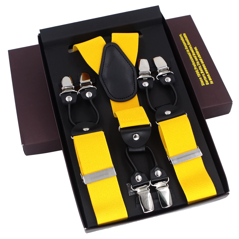 Tirantes para hombre nuevo, tirantes de cuero negro con 6 Clips, Suspensorio informal Vintage, Tirante, pantalones, tirantes, bretele, regalo para padre/marido