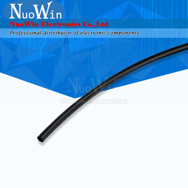 Black Heat Shrink Tube, Sleeving Wrap Wire, Heatshrink Tubing, 2:1, 0.6mm, 1mm, 1.5mm, 2mm, 2.5mm, 6mm, 12mm, 25mm, 50mm, 60mm, 1 medidor