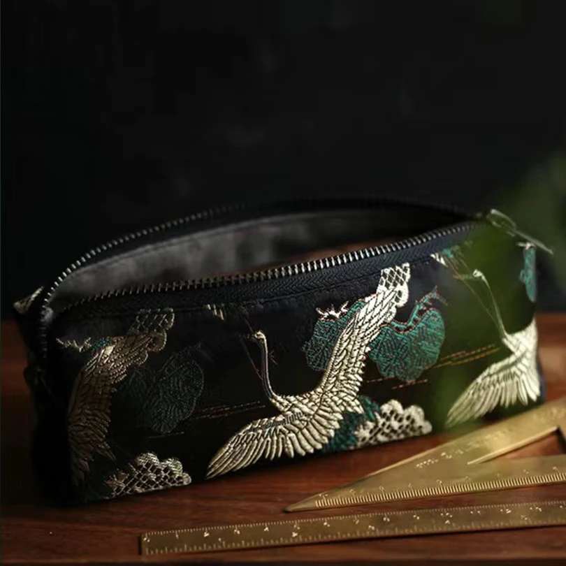 Kawaii Đựng Retro Bút Dùng Học Trousse Scolaire Vải Thêu Bút Chì Túi Sinh Viên Văn Phòng Phẩm Bút Chì Trường Hợp