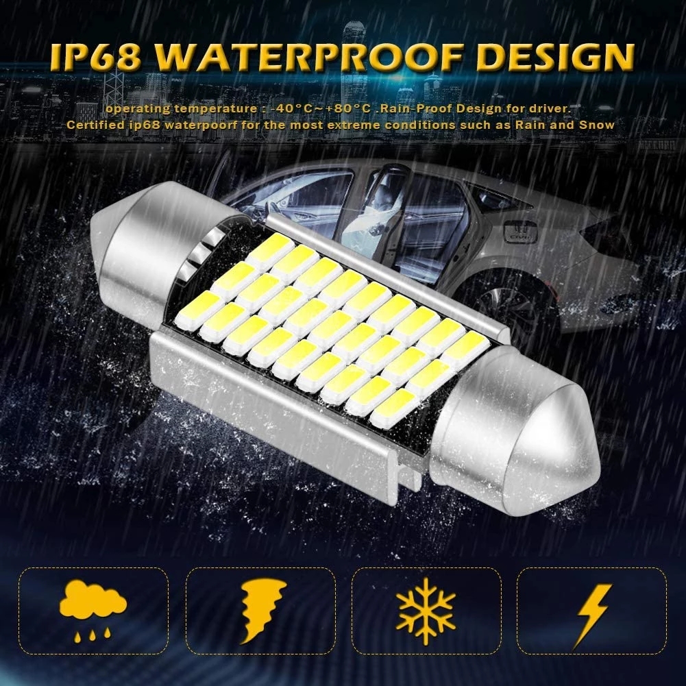 2/6 Chiếc Xe Ô Tô Bóng Đèn LED Xi Nhan Canbus C10W C5W LED Festoon 31Mm 36Mm 39Mm 41Mm không Có Sai Số 12V 6000K Nội Thất Ô Tô Mái Vòm Đèn Đọc Sách
