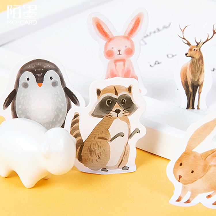 Mohamm 45 Chiếc Hộp Miếng Dán Động Vật Nông Trại Dán Hình Chim Cánh Cụt Dễ Thương Trang Trí Bong Thêu Sò Tặng Cô Gái Đồ Dùng Học Tập