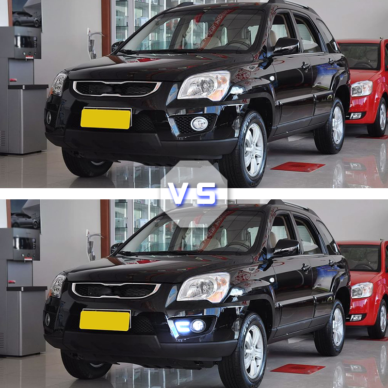 Lampu Siang Hari LED untuk Kia Sportage 2009 2010 Gaya Peredupan Relay Tahan Air ABS 12V LED Mobil Lampu Siang Hari 2 Buah