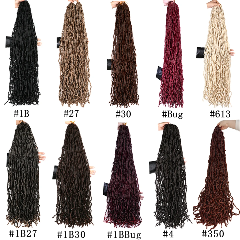 Faux Locs Häkelhaar 18 24 36 Zoll Faux Locs Häkelzöpfe Cheveux Synthetisches lockiges Haar Soft Locs Meche Pour Häkelzopf