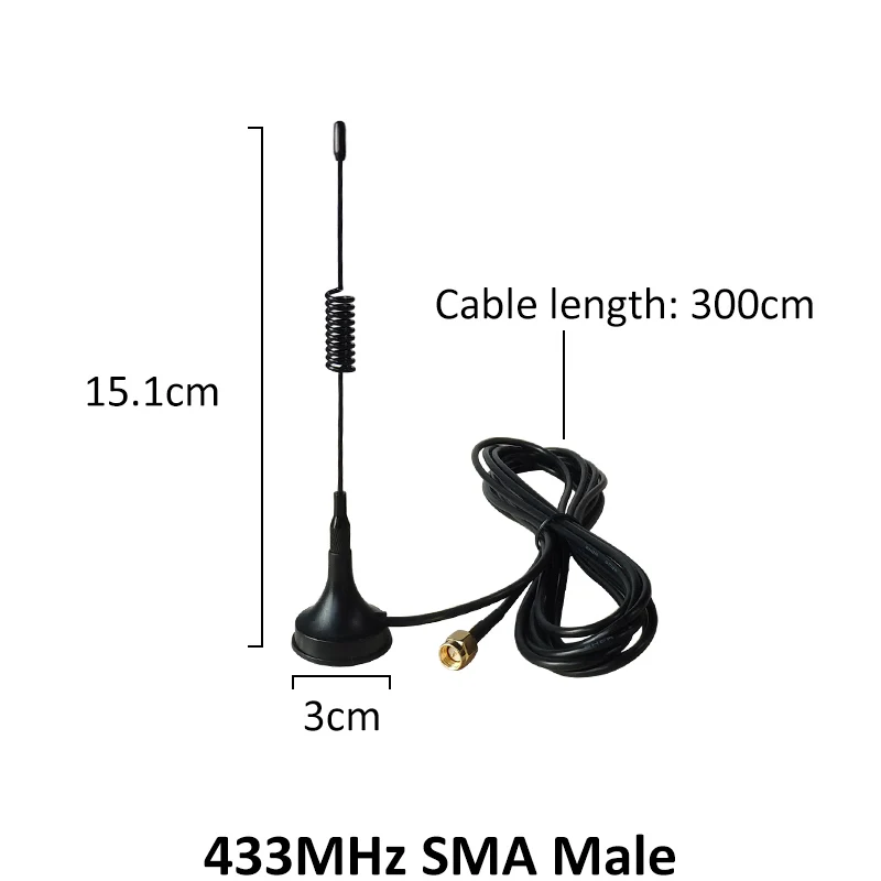 GWS 433 MHz Antenne 2P 5 dB SMA Stecker Buchse mit Magnetfuß IOT Amateurfunk Signalverstärker Drahtloser Repeater 3 m Kabel