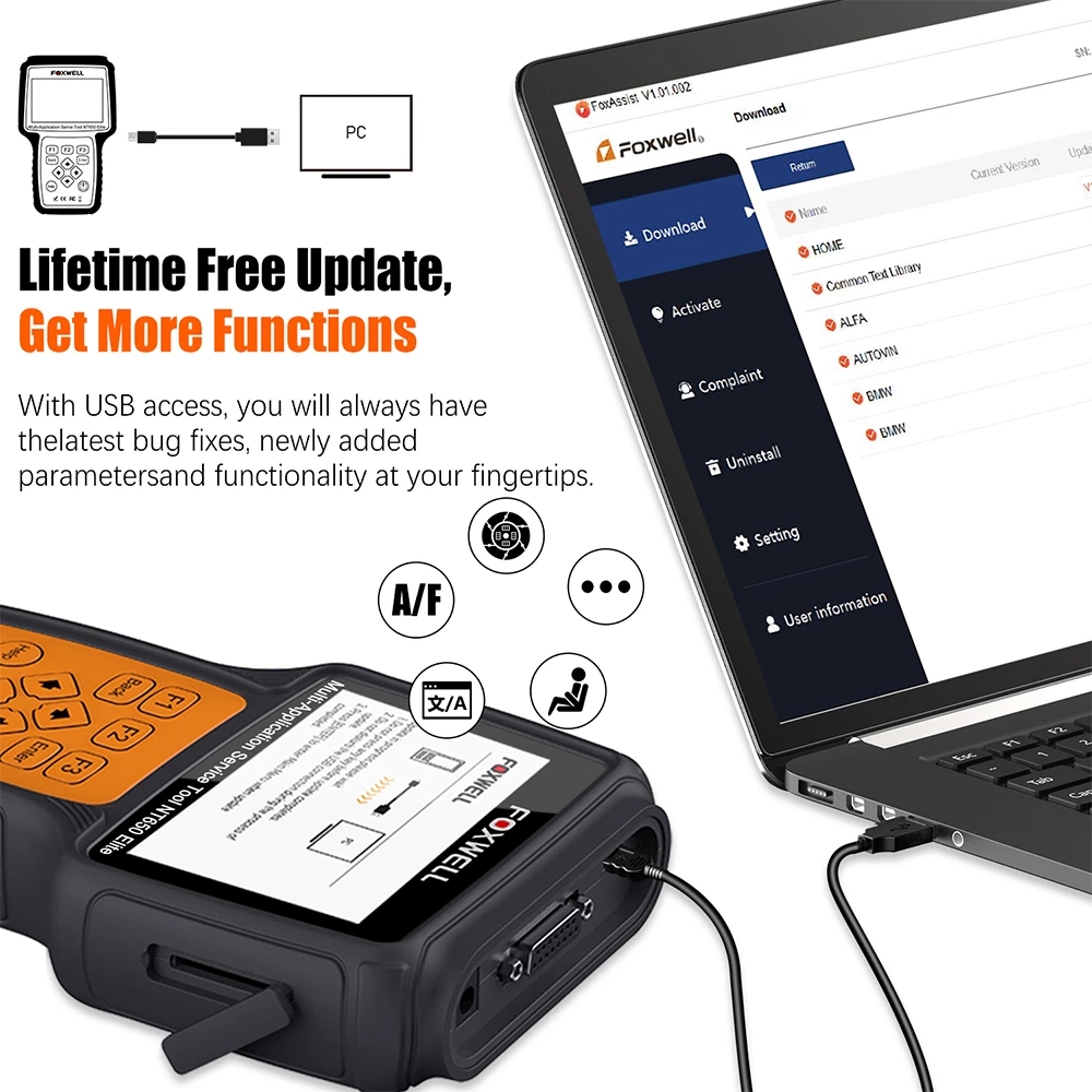 FOXWELL NT650 Elite OBD2 Kfz-Scanner ABS SAS A/F EPB BRT TPS OIL 26+ Reset Professionelles OBD 2 Auto-Auto-Diagnosetool