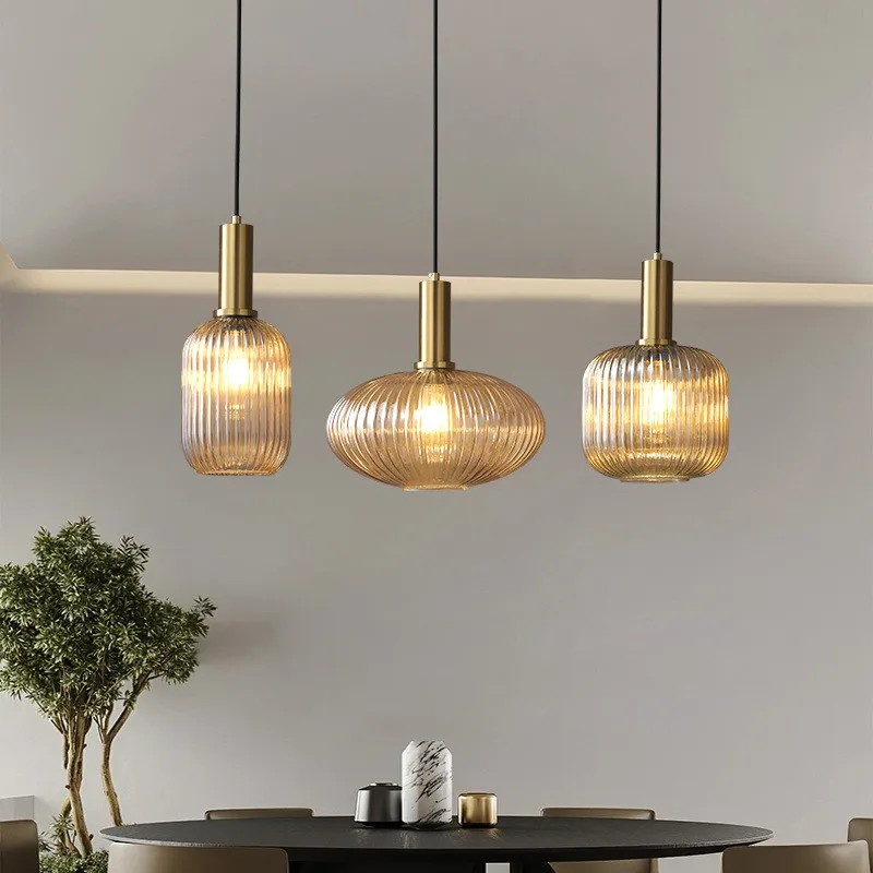 Retro Nhà Hàng Colorfull Kính Mặt Dây Chuyền Đèn Sáng Tạo Phòng Khách Đèn Đơn Giản Đèn Ngủ LED E27 Treo Đèn Chùm