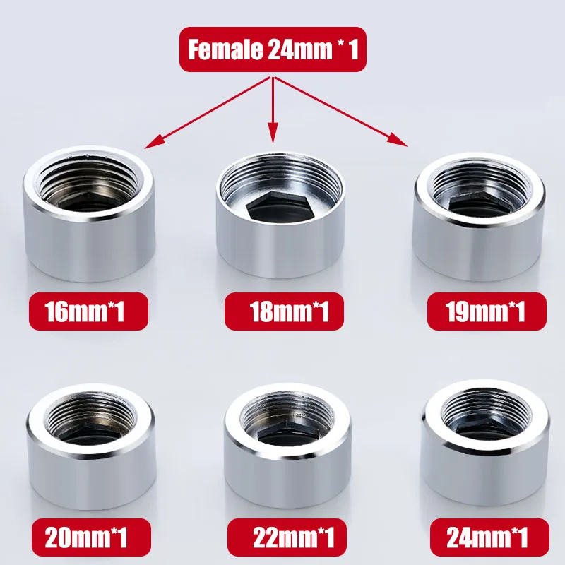 1 unidad M24 cambio a 16 18 19 20 22 24 1/2 ''hembra x adaptador de grifo hembra cocina baño junta de cinta de agua de latón