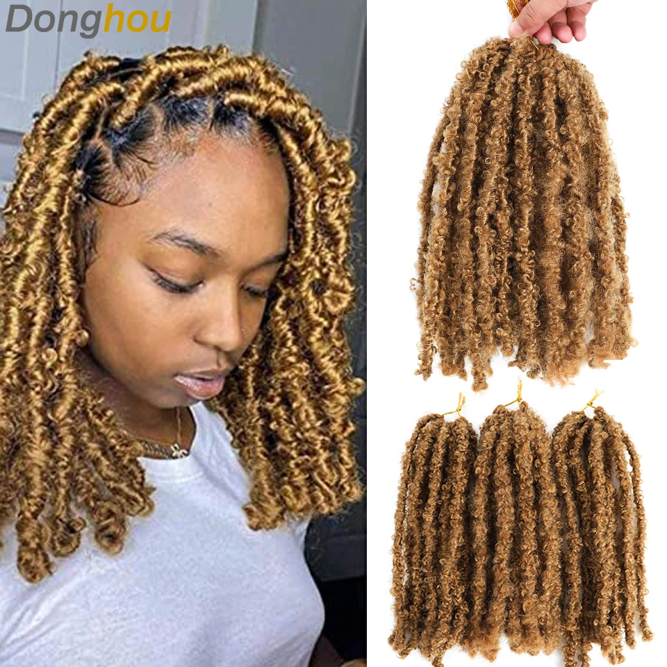 12 Zoll echtes Butterfly Locs Häkelhaar Natur 1B 613 Blonde 30 27 Bug synthetisches Ombre Butterfly Distressed Locs Häkelhaar