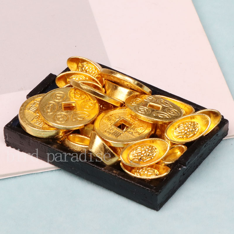 미니어처 모델 장난감 1/6 스케일 시뮬레이션 Goldbars 미니 황금 벽돌 구리 덩어리 게임 액션 피규어 소품 Accessorie