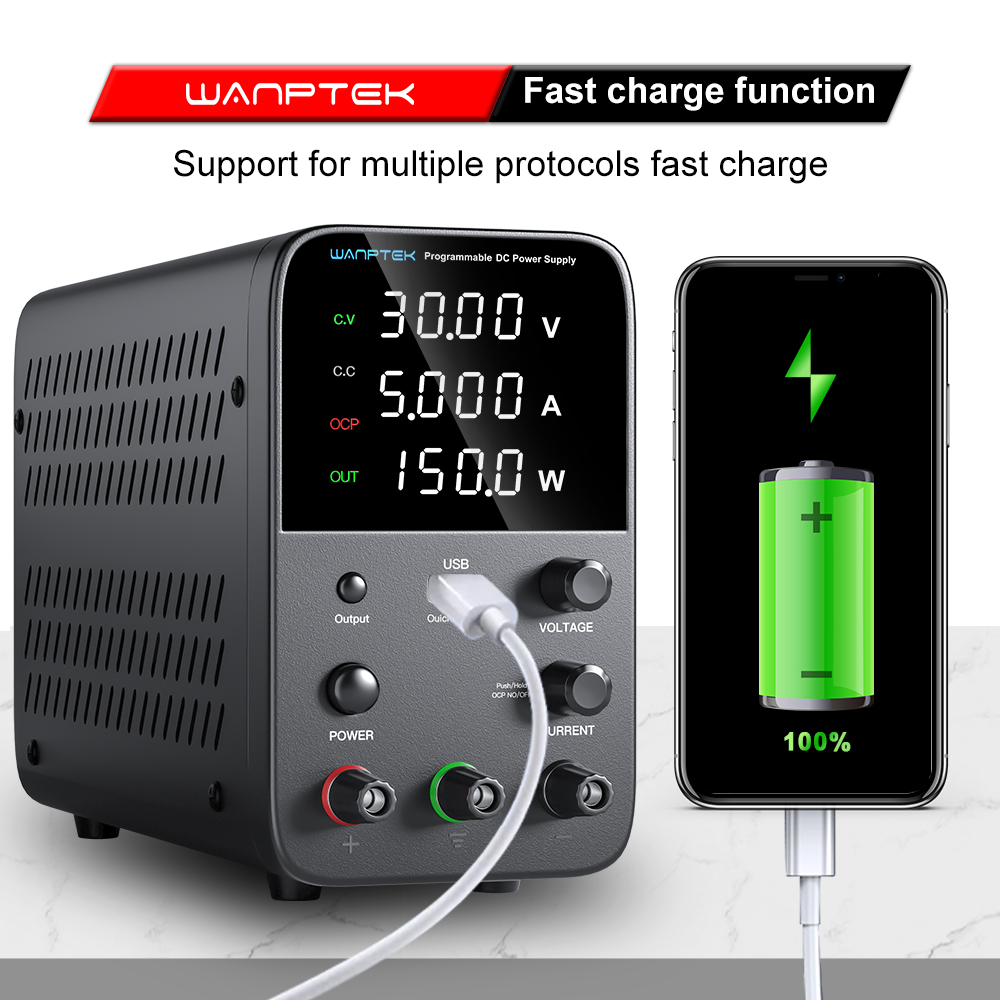 Wanptek Có Thể Lập Trình DC WPS3010H Phòng Thí Nghiệm Bảo Dưỡng Bàn Làm Việc 30V 10A, Điện Điều Chỉnh AC 220V 110V