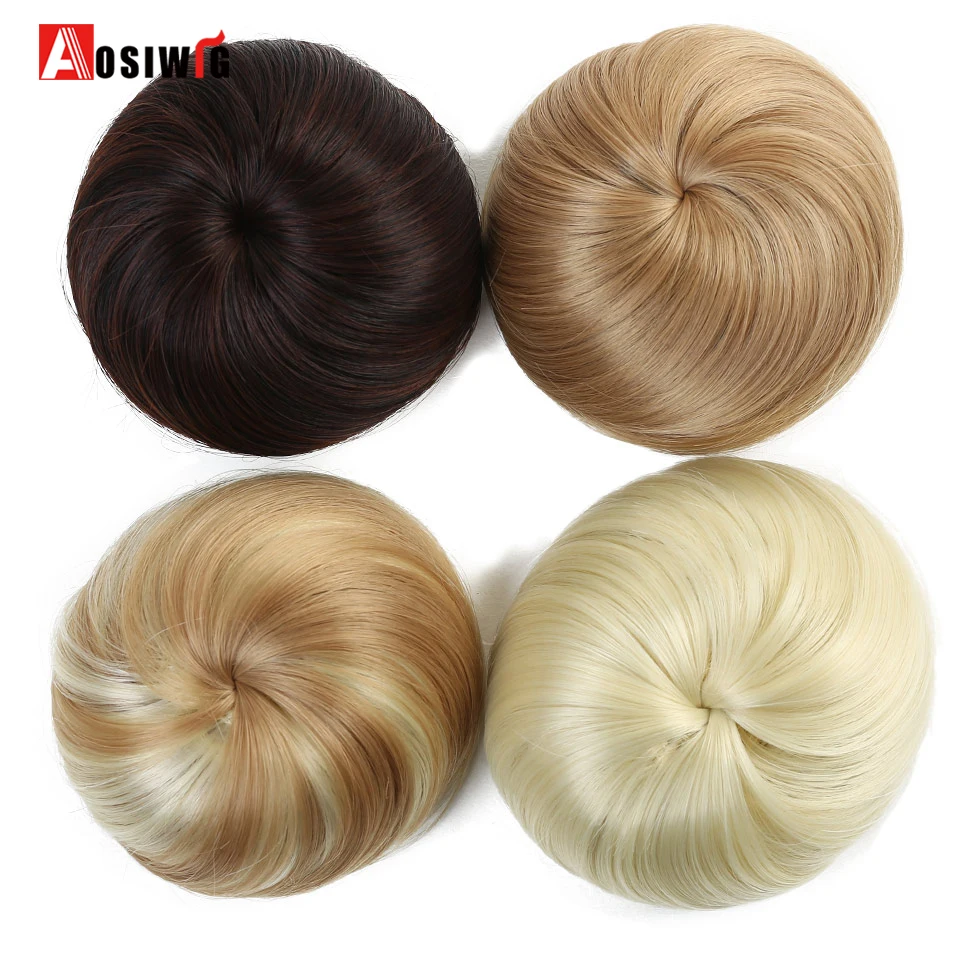 Phụ nữ Tổng Hợp Chignon Búi Tóc Tặng Kẹp Trong Bộ Tóc Giả Phần Mở Rộng Nâu Đỏ Tổng Hợp Nhiệt Độ Cao Sợi AOSIWIG