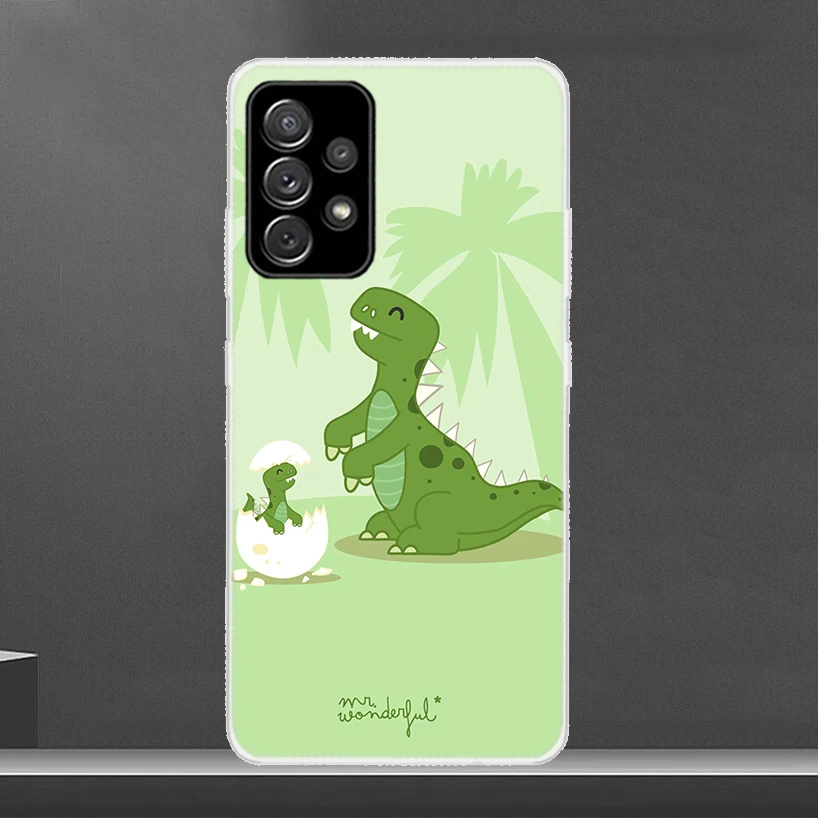 Casing ponsel dinosaurus kartun lucu, untuk Samsung Galaxy A12 A13 A14 A22 A23 A24 A32 A33 A34 A52 A53 A54 A72 A73 A02S A03S A04S A42