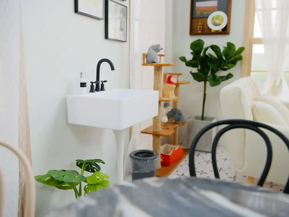 Mới 1/6 Quy Mô Thu Nhỏ Bồn Rửa Chén Lavabo Rửa Vòi Cho Blyth Barbies Nhà Búp Bê Đồ Gỗ Đồ Chơi Phụ Kiện