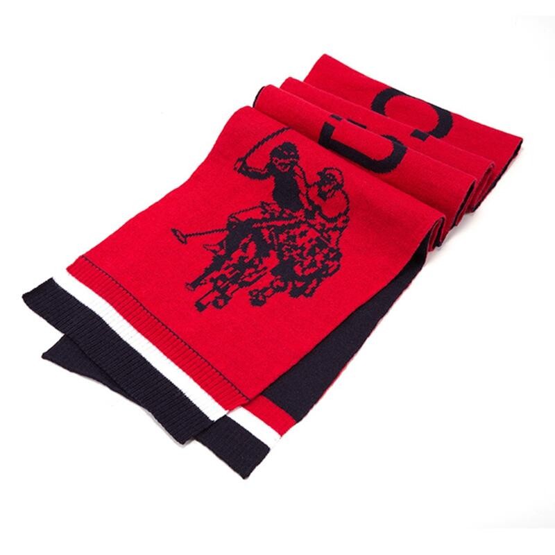 Polo de EE. UU. Conjunto de gorros y bufandas Assn de otoño e invierno, gorros tejidos para hombres y mujeres, bufanda bordada cálida y transpirable de dos piezas