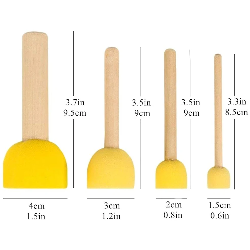 4 ชิ้น/เซ็ตฟองน้ําแปรงไม้ Handle ฟองน้ําโฟมแปรงศิลปะจิตรกรรมเครื่องมือสําหรับเด็ก DIY ของเล่นอุปกรณ์ศิลปะ