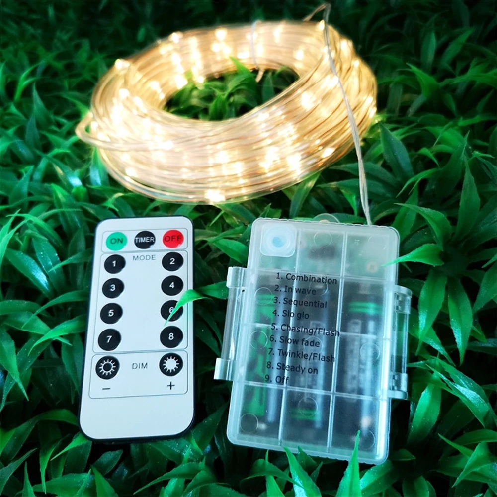 ไฟสายเชือก LED กลางแจ้งพวงมาลัยถนนสำหรับสวนในสวนปีใหม่2023ม. 5ม. 10ม. 15ม.