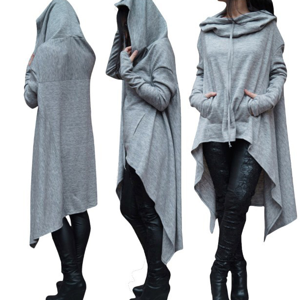 Modetrends Neuer europäischer und neuer langer Kapuzenpullover in reiner Farbe